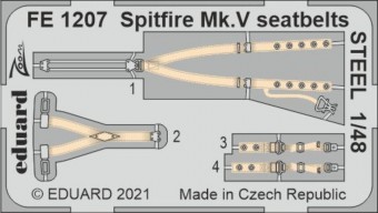 Eduard FE1207 Spitfire Mk.V seatbelts STEEL for EDUARD/SPECIAL HOBBY 1:48