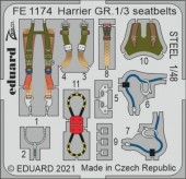 Eduard FE1174 Harrier GR.1/3 seatbelts Steel for Kinetic 1:48