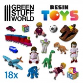 Green Stuff World 8435646500522ES Resin Set: Children Toys - 18 pcs (1:48 - 1:35)