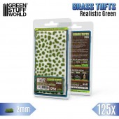Green Stuff World 8435646524450ES Static Grass Tufts 2 mm - Realistic Green (125 pcs.)
