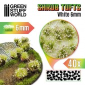 Green Stuff World 8436554363070ES Shrubs TUFTS - 6mm self-adhesive - WHITE (40 pcs.)