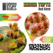 Green Stuff World 8436554363667ES Shrubs TUFTS - 6mm self-adhesive - RED Flowers (40 pcs.)