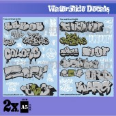 Green Stuff World 8436574503678ES Waterslide Decals - Train and Graffiti Mix - Silver and Gold (2 per package, 148 x 210mm (A5))