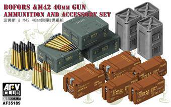 AFV-Club AF35189 Bofors&M42 40mm Gun AMMO&Accessories Set 1:35