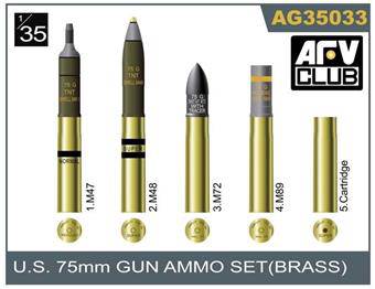 AFV-Club AG3533 75mm gun ammo brass set 1:35