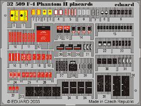 Eduard 32509 F-4 Phantom II Placards 1:32