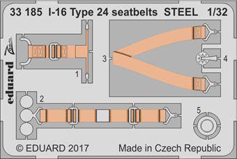 Eduard 33185 I-16 Photoetched 24 seatbets Steel for ICM 1:32