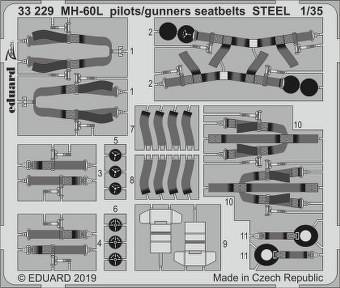 Eduard 33229 MH-60L pilots/gunners seatbelts Steel for Kitty Hawk 1:35