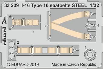 Eduard 33239 I-16 Photoetched 10 seatbelts Steel for ICM 1:32