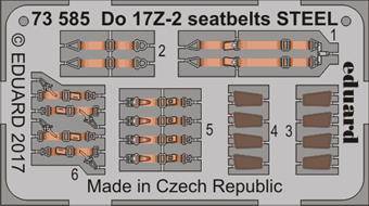Eduard 73585 Do 17Z-2 seatbelts Steel for ICM 1:72