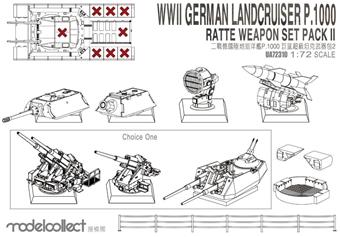 Modelcollect UA72310 WWII Germany Landcruiser p.1000 ratte weapon set pack II 1:72