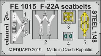 Eduard FE1015 F-22A seatbelts Steel for Hasegawa 1:48