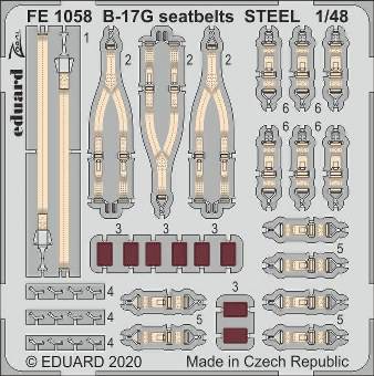 Eduard FE1058 B-17G seatbelts Steel for HKM 1:48