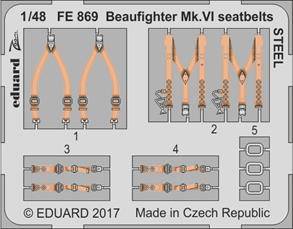 Eduard FE869 BeaufighterMk.VI seatbelts Steel for Tamiya 1:48
