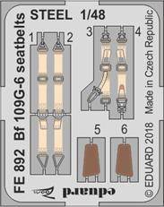 Eduard FE892 Bf 109G-6 seatbelts Steel for Tamiya 1:48