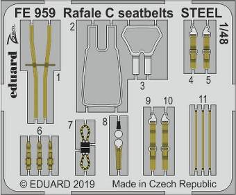 Eduard FE959 Rafale C seatbelts Steel for Revell 1:48