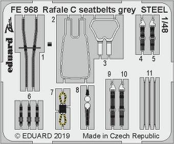 Eduard FE968 Rafale C seatbelts grey Steel forRevell 1:48