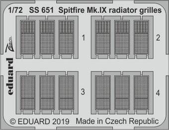 Eduard SS651 Spitfire Mk.IX radiator grilles f.Eduard 1:72