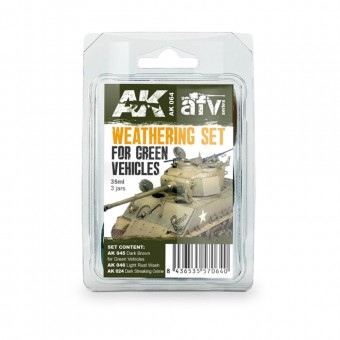 AK Interactive AK064 GREEN VEHICLES WEATHERING SET