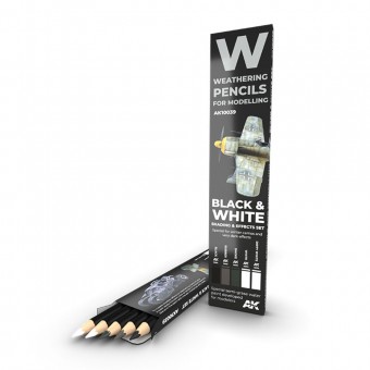 AK Interactive AK10039 WATERCOLOR PENCIL SET BLACK AND WHITE SET