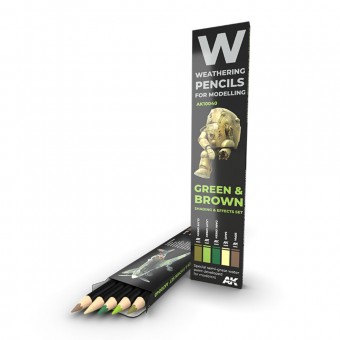 AK Interactive AK10040 WATERCOLOR PENCIL SET GREEN AND BROWN CAMOUFLAGES SET