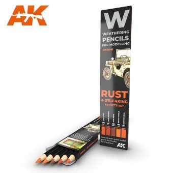 AK Interactive AK10041 WATERCOLOR PENCIL SET RUST AND STREAKING EFFECTS (5 pieces)