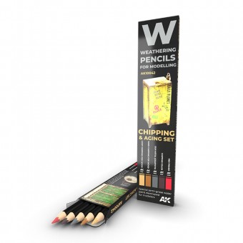 AK Interactive AK10042 WATERCOLOR PENCIL SET CHIPPING SET