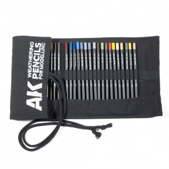 AK Interactive AK10048 WEATHERING PENCILS FULL RANGE CLOTH CASE (37 waterpencil colors)
