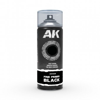 AK Interactive AK1009 Fine Primer Black - Spray 400ml (Includes 2 nozzles)
