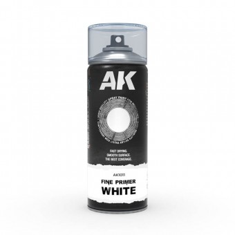 AK Interactive AK1011 Fine Primer White - Spray 400ml (Includes 2 nozzles)