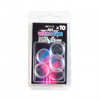 AK Interactive AK1112 CLEAR HOLLOW BASE 25mm - 10 units