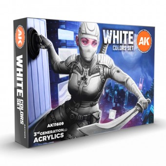 AK Interactive AK11609 WHITE COLORS SET