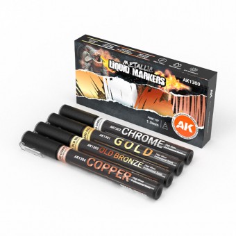 AK Interactive AK1300 METALLIC Markers (4 references) SET
