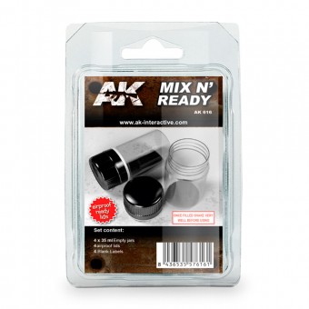 AK Interactive AK616 MIX N READY (4 EMPTY JARS WHITH LABELS)