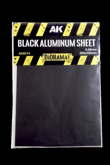 AK Interactive AK8314 BLACK ALUMINIUM SHEET 150UM 200x250mm