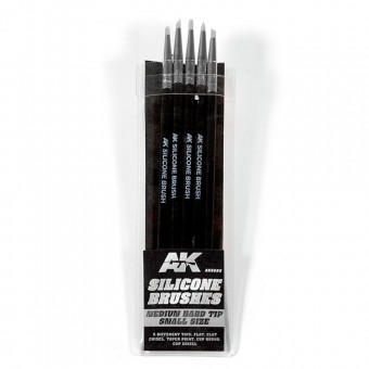 AK Interactive AK9085 SET OF 5 SILICONE BRUSHES MEDIUM HARD TIP SMALL