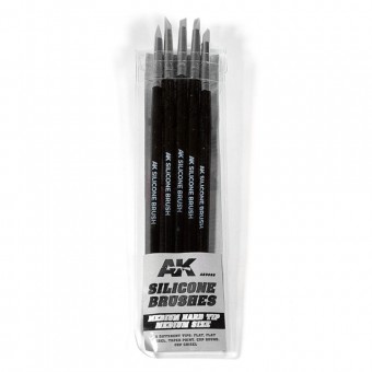 AK Interactive AK9086 SET OF 5 SILICONE BRUSHES MEDIUM HARD TIP MEDIUM
