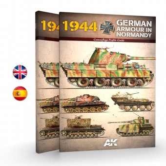AK Interactive AK916 1944 GERMAN ARMOUR IN NORMANDY Camouflage Profile Guide English