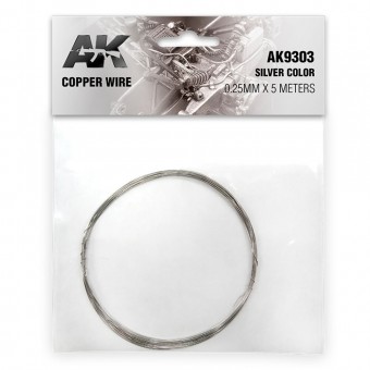 AK Interactive AK9303 Copper Wire 0.25mm x 5 meters SILVER COLOR