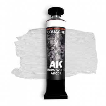 AK Interactive AKG01 SNOW WHITE - AK GOUACHE 20 ml