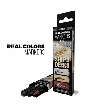 AK Interactive RCM104 SHIPS & DECKS - SET 3 REAL COLORS MARKERS