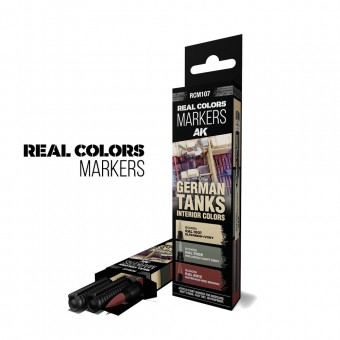 AK Interactive RCM107 GERMAN TANKS INTERIOR COLORS - SET 3 REAL COLORS MARKERS