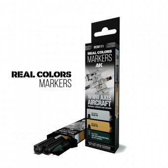 AK Interactive RCM111 WWII AXIS AIRCRAFT SQUIGGLE CAMOUFLAGE COLORS - SET 3 REAL COLORS MARKERS