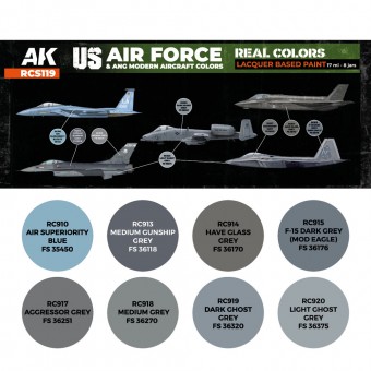 AK Interactive RCS119 US Air Force & ANG Modern Aircraft Colors SET