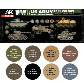 AK Interactive RCS129 WWII US Army & USMC Camouflage Colors SET