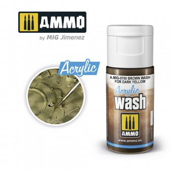 AMMO A.MIG-0700 ACRYLIC WASH Brown Wash for Dark Yellow