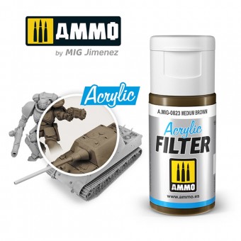 AMMO A.MIG-0823 ACRYLIC FILTER Medium Brown