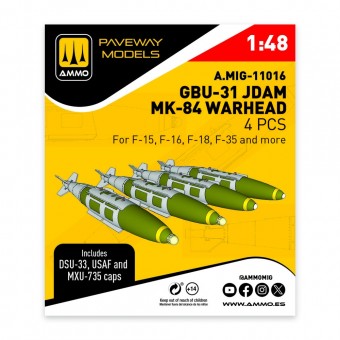 AMMO A.MIG-11016 GBU-31 JDAM Mk-84 Warhead (4 pcs) 1:48
