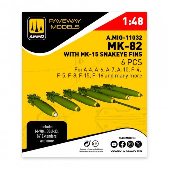 AMMO A.MIG-11032 MK-82 with MK-15 Snakeye fin (6 pcs) 1:48