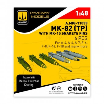 AMMO A.MIG-11033 MK-82 with thermal protection and MK-15 Snakeye fin (6 pcs) 1:48